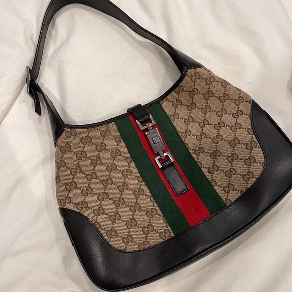 GUCCI
Monogram Web Jackie O Hobo Dark Brown - Picture 1 of 6